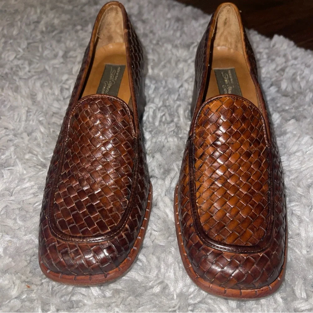 Sesto Meucci Of Florence Brown woven Tassie loafer Size 6N Shoes - Picture 2 of 8